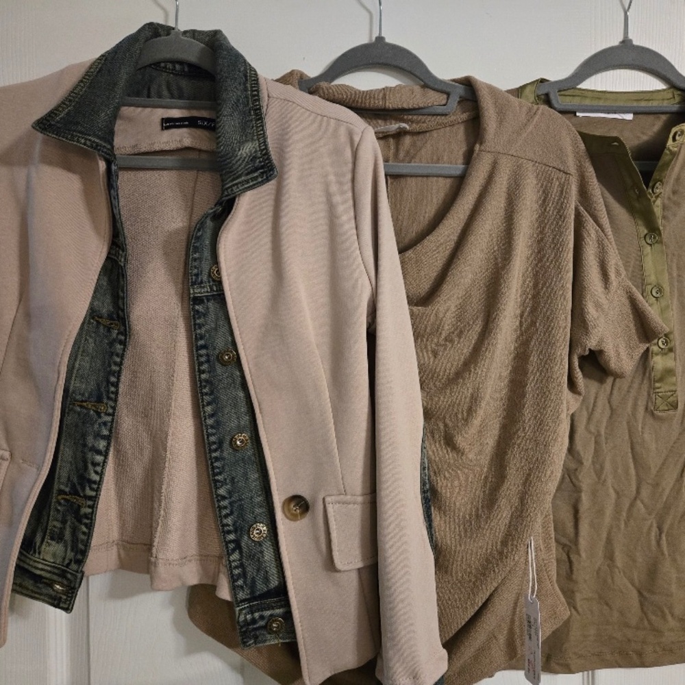 EUC/BNWT Six/Fifty Bundle Mixed Media Jacket/Tops